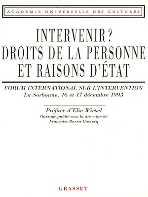 cover image of Intervenir droits de la personne et raison d'Etat